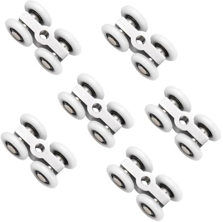 ZHIYUQL® 6 STK Laufschienen für Schiebetüren 20MM Rollen für Schiebetür | Laufrollen Schiebetür Mit 4 Rädern, Hettich Schiebetür Rollen 20mm Duschkabine M6 Gewinde Für Duschtüren Badezimmer Zubehör