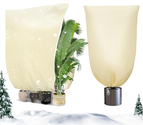 SGQTGIMU 2 Stück Winterschutz Pflanzen AußEn, Winterschutz für Pflanzen mit Reißverschluss Zugband 180 * 120CM Winterschutz für Kübelpflanzen, Pflanzenschutz Winter für Palmen Topf- und Kleinpflanzen
