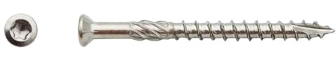 Terrassenschrauben, Senkkopf, gezahnt, Torx T25, 5 x 50 mm, Edelstahl A2, 200 Stück D-Work