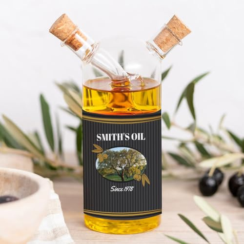 Wanapix | Aceitera y vinagrera en botella de cristal Personalizada | Botella 2 en 1 | Juego Dispensador de Vinagre y Aceite | Oil since