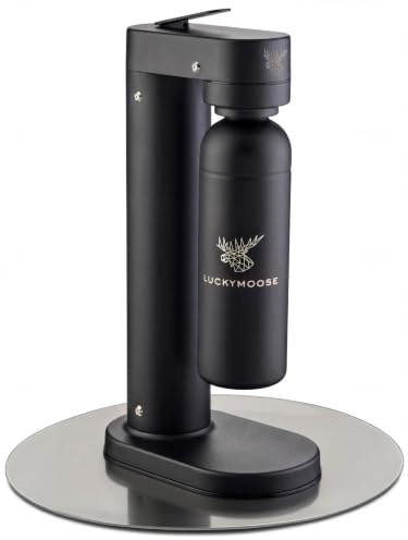 Luckymoose Infinity-S Wassersprudler aus hochwertigem Edelstahl (Black/Black) – inkl. 2x 1,25L Edelstahlflaschen – extra hygienische herausnehmbare Düse – Langlebige CO₂ Sprudelwasser Maschine