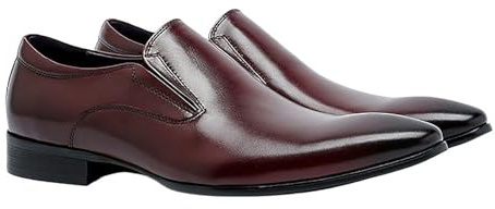 Slip On Klänningskor For Män For Män Företag, Bröllop Och Formella Evenemang, Lättviktskomfort Eller Design Med Spetsad Tå(Burgundy,40 EU)