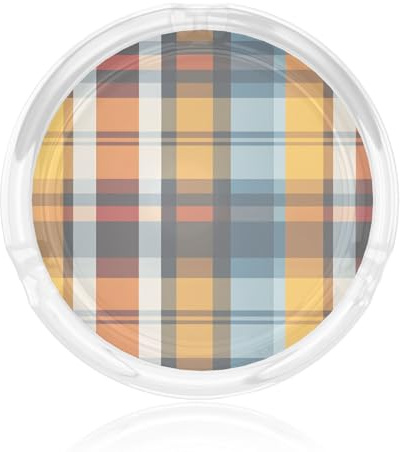Glass Ashtray Home Ashtrays for Cigarettes, Tabletop Decoration Ash Tray Outdoors(Classic Orange Blue Grid Pattern)