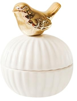 PACKOVE Caja para Joyas de Cerámica Dorada, Portátil y Multiusos, Estilo Pájaro, para Boda y Decoración del Hogar, Pequeño Estuche para Baratijas