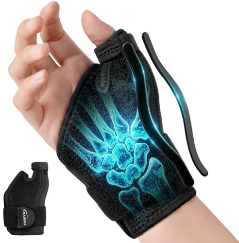 AYBUY Férula de Pulgar, Muñequera Pulgar Derecho, Estabilizador de Pulgars Ajustable con 2 férulas, ligero y transpirable, Para el PulgarsTendinitis, Artritis, Esguinces