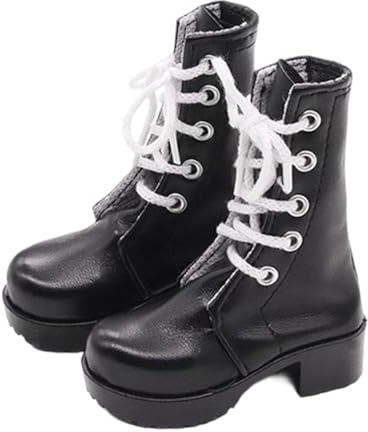 APLVFFZH Puppenstiefel 1 Paar Trendige Damen Puppenschuhe Mini Modell PU Material für Rollenspiel Fotorekvisiten Schaufensterdekoration, Schwarz