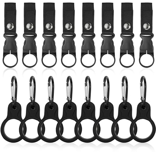 GWBPES Lot de 16 porte-bouteilles en nylon - Noir - Porte-gobelets - Pour sac à dos - Pour l'extérieur