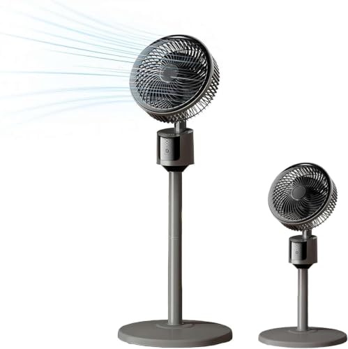 Ventilatore da terra per camera da letto, ventilatore a piedistallo silenzioso aggiornato 2026, flusso d'aria da 80 cm, oscillante a 90°, motore CC silenzioso da 30 dB, 3 velocità, USB regolabile in