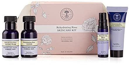 Neal's Yard Remedies Rehydrating Rose Skincare Kit, Restores Radiance, Includes Face Wash, Toner, Facial Oil & Moisturiser, Vegan & Cruelty-Free, Pack of 4