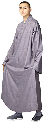 ZooBoo Summer Buddhist Shaolin Monk Robe Cotton Linen Long Robes Gown Kung Fu Uniforms Martial Arts Clothings (Gray, 44)