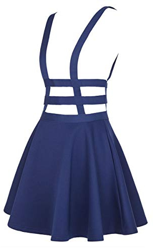 EXCHIC Donna A-Line Mini-Gonna Gonna a Pieghe Senza Spalline (S, Marina Militare)