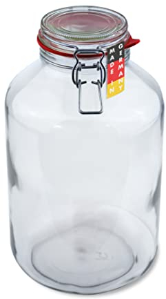 Flaschenbauer - 1 pot à étrier métallique de 4880 ml - Bocal à remplir - Convient comme pot de conservation et verre de fermentation - Pour le rangement - Fabriqué en Allemagne