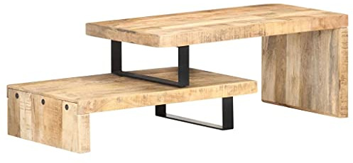 vidaXL Mangoholz Massiv Couchtisch Set 2-TLG. Rustikal Beistelltisch Satztisch Tisch Kaffeetisch Sofatisch Wohnzimmertisch Teetisch