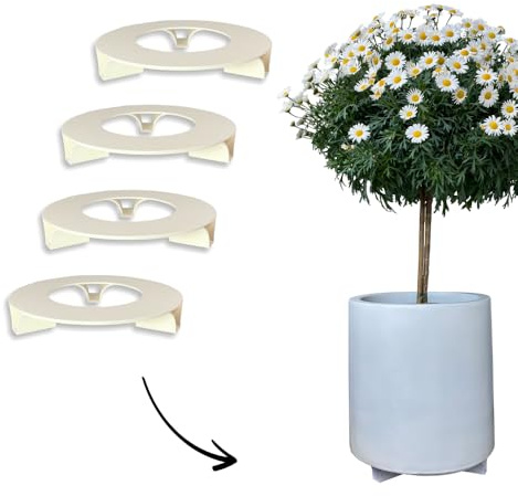terraced® – uppsättning om 4 – blomkruka underlägg – färg: krämvit – rund – 27 cm i diameter – underlägg blomkruka – återvunnet material – tillverkad i Tyskland