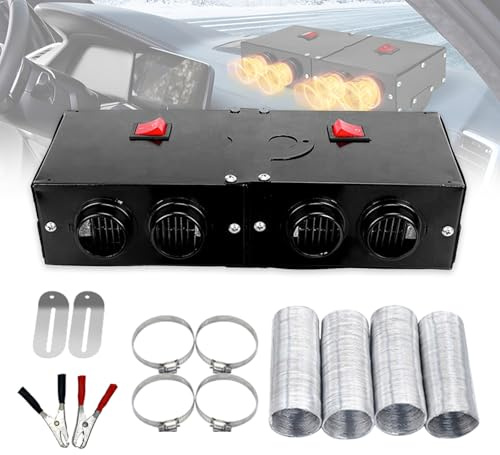 MACHSWON 12V 500W Portable Windscreen Car Auto Heater Defroster Demister 4 Ports Warm Fan Windscreen Car Heater Air Heater Defroster Demister Warm Fan 4 Ports Car Windscreen