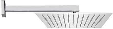 Inbagno Soffione Doccia con Braccio a Parete, Design Slim Quadrato, Acciaio Cromato, ugelli anticalcare