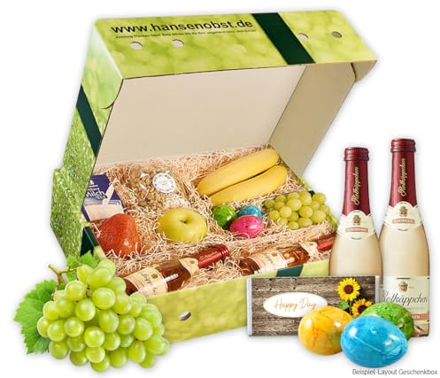 Hansen Obst - Geburtstags Geschenkbox - fruchtige Obst-Box - “Sektfrühstück” - Präsentkorb - Obst-Geschenkset - gefüllte Obstkiste - Geschenk Obstbox Die Moderne