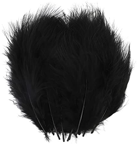 HaiMay 150 Stück schwarze Federn zum Basteln, Hochzeit, Zuhause, Party-Dekorationen, 10,2 - 15,2 cm, flauschige Truthahnfedern, schwarze Bastelfedern