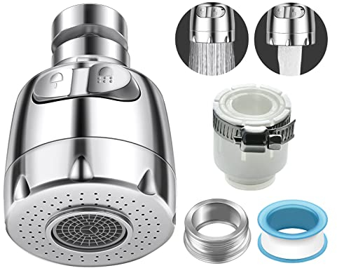 QEIHITYO Aeratore Rubinetto, Rompigetto Rubinetto Cucina Può Girevole a 360°,Aeratore con 2 Modalità Flusso d'acqua,Universale per la Maggior Parte dei Rubinetti Tradizionali,Adatto per Bagno, Cucina