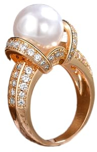 Viyuroyk 925 Silver Fashion Pearl Ladies ring Cubic Zircon oxide ring Wedding ring Women Jewelry Rings Statement (US Code 8)