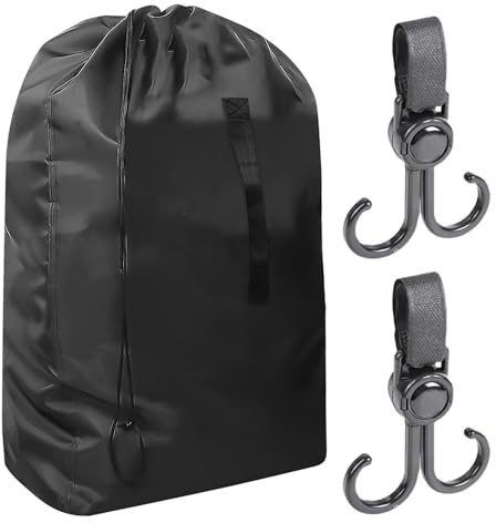 1 Kinderwagen-Reisetasche mit 2 schwarzen Haken, Kinderwagen-Flugzeug-Reisetasche, tragbare Kinderwagen-Tasche, geeignet für Kinderwagen 114 x 49 x 43 cm