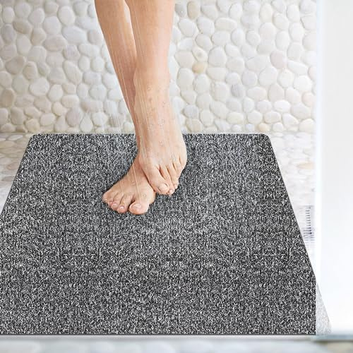 Tappetino Doccia Antiscivolo, 80 x 80 cm antiscivolo doccia | tappetino antiscivolo con fori di drenaggio, PVC Luffa Tappetino Bagno, per Box Doccia Bagno, Grigio