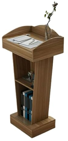 BKEKM Quadratisches Rednerpult, hölzerner Konferenztisch, Stehpult mit offenem Stauraum, Laptop-Schreibtisch, Lehrerpodien, einfacher Podiumsständer