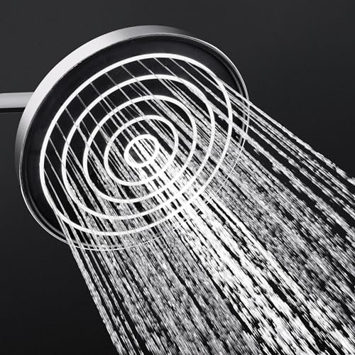 KES Rainfall Shower Head Rain Shower Head 9 inch Overhead Shower Head Replacement with Swivel Ball Joint Round Chrome and Black, J319S9F25-CH