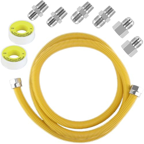 72 Dryer Gas Line Hose/Appliance 3/4 Flexible Natural Gas Line with Connector 1/2 MIP 1/2FIP 3/4MIP Fitting,5/8 OD(1/2 ID) Gas Range Connector Kit for Gas Stove,Dryer,Water Heater-by MIFLUS