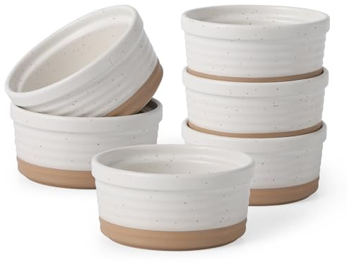 Frewinky Ceramic Ramekins 10oz,Creme Brulee Ramekins & Souffle Dishes for Oven,Small Baking-Dishes for Pudding,Lava Cakes,Serving Dip, Custard, Ice Cream,set of 6