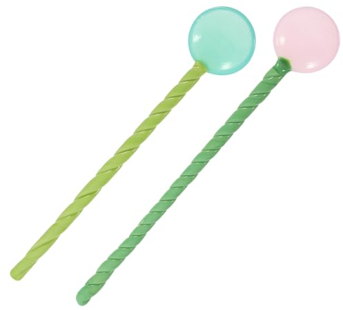 OUNONA 2pcs Glass Stirring Rods Long Handle Glass Mixing Spoon Cocktail Stirring Sticks Stirrer for Drinks Serving Spoon Random Style