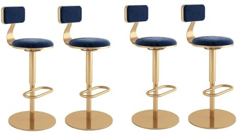 Barhocker 4er Set - Drehbar Stehhocker, Drehbare Barhocker Verstellbaren Barhockern Aus Samt Mit Hoher Rückenlehne, Gepolsterte Moderne Barhocker, Barhocker, Stühle Für Esszimmer/Hausbar/Küche ( Color