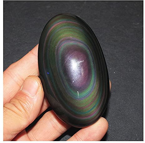 JALYKA Palma de obsidiana de arcoíris Natural, Piedra de Palma, Piedras de Palma, Cristales de Juguete y Adornos de decoración del hogar