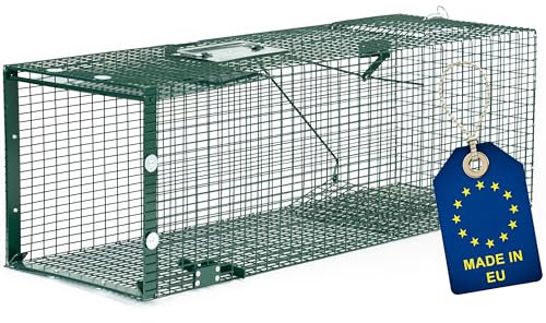 ITA Trappola per Animali Vivi 5002IT - 90x30x30 cm - per Ratti, Nutrie, Talpe, Topi - 1 Porta, Resistente agli Agenti Atmosferici, Riutilizzabile, Montata