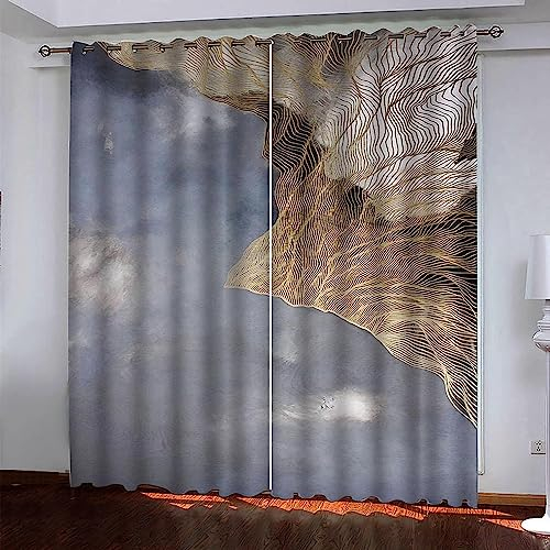 Vorhang Blickdicht Gardinen Mit Ösen - 2 Stücke 2 X 150 X 280 Cm Verdunklungsvorhänge 3D Marmor Treibsand Muster Thermovorhang Für Kinderzimmer Schlafzimmer Weihnachtsgardinen -0C4S9P9W5P2D6N1Q8M5I9N2