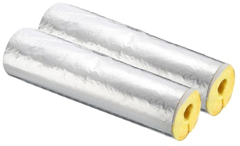 PATIKIL 30mm Thick Pipe Insulation Foam Tube, 2Pcs 1.3Ft 1-5/16(34mm) ID Glass Wool Self Adhesive Pre Slit Tube Cover Wrapping with Aluminum Foil for High Temperature Resistant