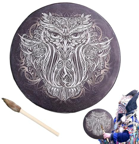 Handtrommel und Schlägel, Schamanentrommel mit Schlägel - Ergonomische | Mehrzweck-Handtrommel | Tragbare Schamanische Trommel mit Drumstick, wiederverwendbare Handtrommel für Praktiker und Anfänger