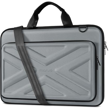 MOSISO Sacoche Ordinateur Portable Pour Homme Femme,Housse Ordinateur 17 Pouces Compatible avec MacBook HP Dell Lenovo Asus,Sac PC Portable 17,3 Pouces avec Poche Avant & Bretelle,Gris