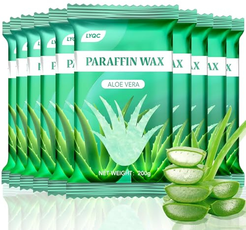 LYQC Paraffin Vaxpåfyllning, 10 förpackningar paraffin badvax för händer och fötter för lindring av stela muskler och artritisk smärta - djupt återfuktar och skyddar huden på händer och fötter (Aloe