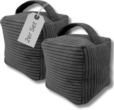 Türstopper sack 1,6KG grau in Cord | mit Griff | waschbarer Bezug | mit Reißverschluss | schwer | modern | Boden Sand sack | sack 2er Set