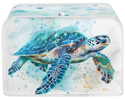 ZFRXIGN Meeresschildkröten-Toaster-Abdeckungen – 4 Scheiben, staubdicht, aquablau, Batik-Toasterbeutel