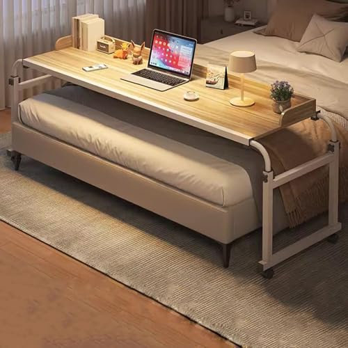 ZHFASDS Über-Betttisch Auf Rollen,Essenstablett Schreibtisch Rollender Medizinischer Tisch HöHenverstellbar Schreibtisch Pc Tisch Pflegetisch Auf Rollen Mobile Laptop-Werkban(Color:Holz)