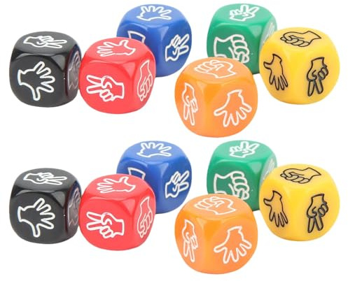 Walopola Gioco di dadi forbici carta sasso, gioco di dadi forbici carta sasso - Dadi da gioco interattivi con le dita | Set di 12 dadi da gioco per indovinare le dita, gioco da tavolo a 6 facce per