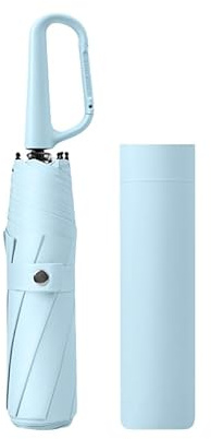 erised's bifrost Faltender Regenschirm mit Karabinergriff, Beschichtungsschicht 8 Rippen Freien UV Schutz,Sonnenschutz Kleiner Sonnenschutzfür Koffer Kompakt Taschenschirm für Damen und Kinder Reise
