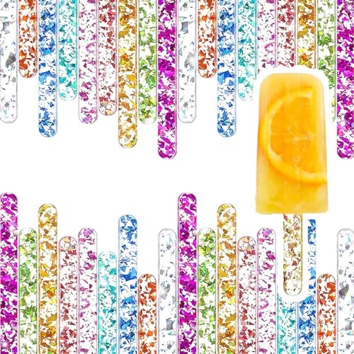50 Stück Eisstiele Zum Basteln, hochwertige und zuverlässige Cakesicle Popsicle Sticks, wiederverwendbare Eisstäbchen für Partys, Festivals und Zuhause, Do-It-Yourself, 11,5 x 1 cm, Acryl, Eisstäbchen