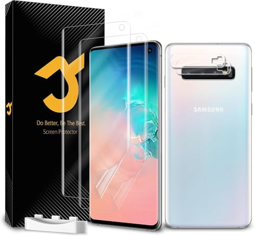JZG 2+2 Stück für Samsung Galaxy S10 Schutzfolie [Nicht-Glas], 2 Displayschutz + 2 Kameraschutz, Fingerabdruck-ID unterstützen, Selbstheilung, Anti-Kratzer, HD Klar