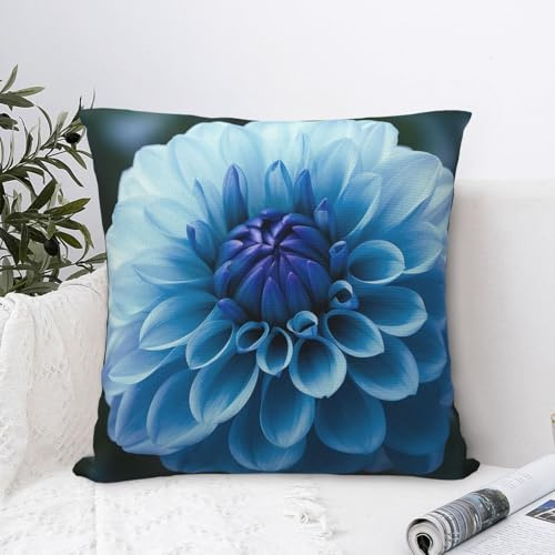 LHDGBWC Housses de coussin carrées décoratives douces, douces, pour canapé, chambre à coucher, salon, 30,5 x 30,5 cm, motif floral de dahlia bleu