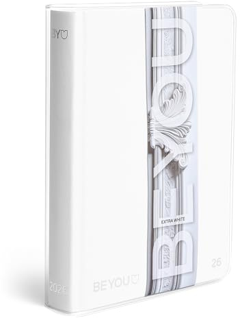 BE YOU - Diario Scuola Extra White 2025/2026, 12 Mesi, 09/25-08/26, Agenda Scolastica con Sticker e Sovracopertina Trasparente, Formato 13,5 x 18,2 cm, Per Ragazzi e Ragazze di Superiori e Medie