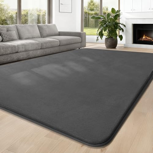 JOJOSEE Carpet Rugs Living Room Large 140 X 200 cm, Anti Slip Large Rugs for Bedroom, Washable Area Rug Fluffy Shaggy Rugs for Living Room Kids Room Bedroom (Dark Grey, 140 X 200cm)