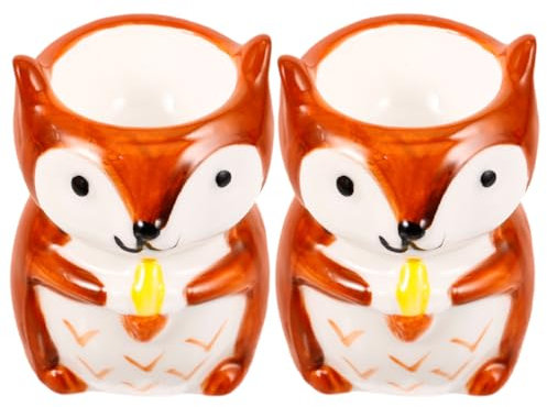 TOPPERFUN Hueveras De Cerámica Creativas 2 Piezas Tamaño Estándar Diseño Ardilla Soporte para Huevos Blancos Desayuno Familiar Fiesta Vajilla Decorativa Porcelana Fácil Limpieza